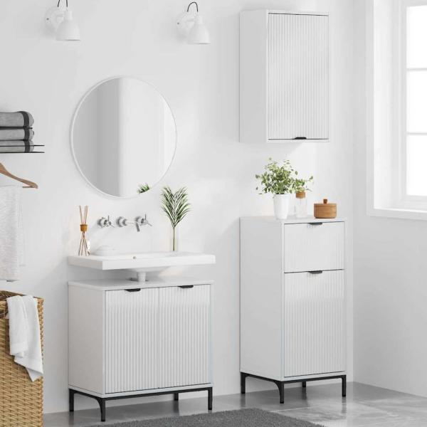 Badezimmermöbel Set 3 pcs Hochglanz-Weiß 39,5 x 36 x 88 cm