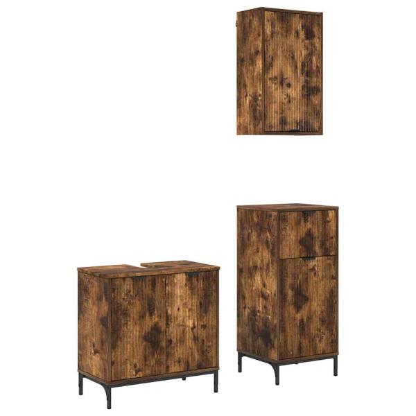 Badezimmermöbel Set Plaid 3 pcs Räuchereiche 39,5 x 36 x 88 cm