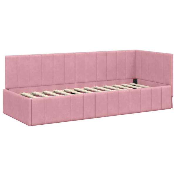 Eckbettgestell mit Matratze mit Kopfteil Rosa 80 x 200 cm Samt