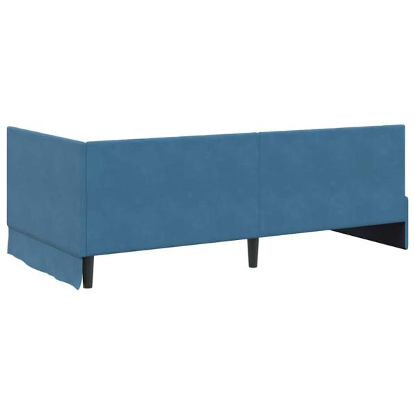 Eckbettgestell mit Matratze mit Kopfteil Blau 90 x 190 cm Samt