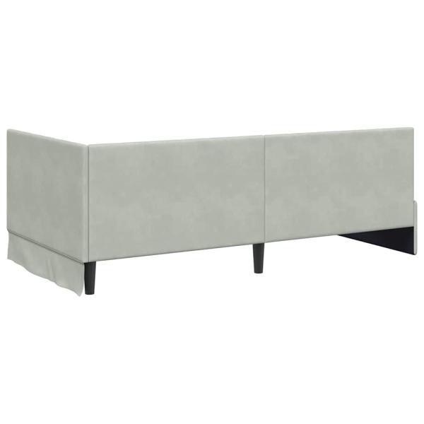 Eckbettgestell mit Matratze Hellgrau 90 x 190 cm Samt