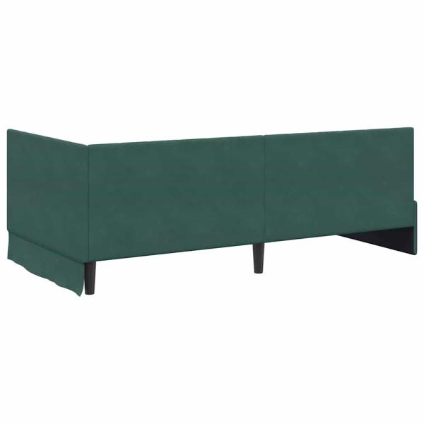 Eckbettgestell mit Matratze Dunkelgrün 100 x 200 cm Samt