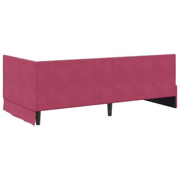 Eckbettgestell mit Matratze Weinrot 100 x 200 cm Samt