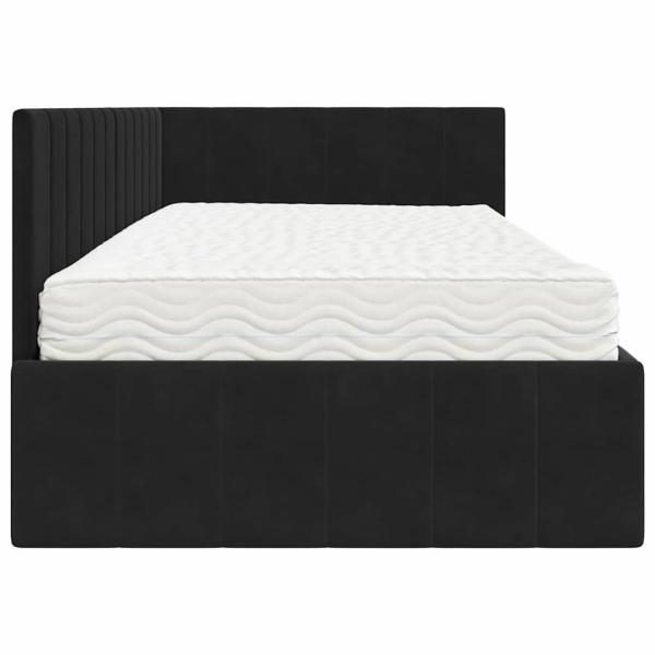 Eckbettgestell mit Matratze Schwarz 100 x 200 cm Samt