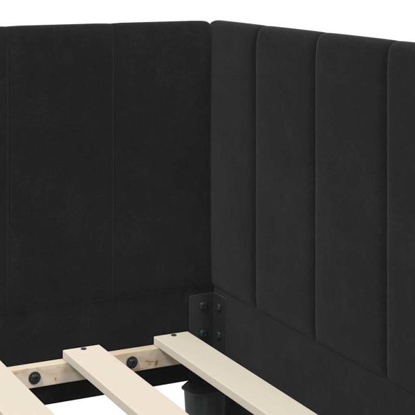 Eckbettgestell mit Matratze Schwarz 100 x 200 cm Samt