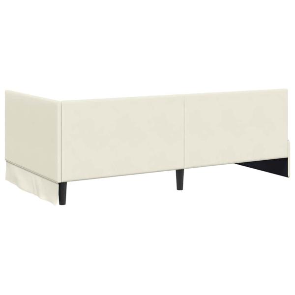 Eckbettgestell mit Matratze Creme 100 x 200 cm Samt
