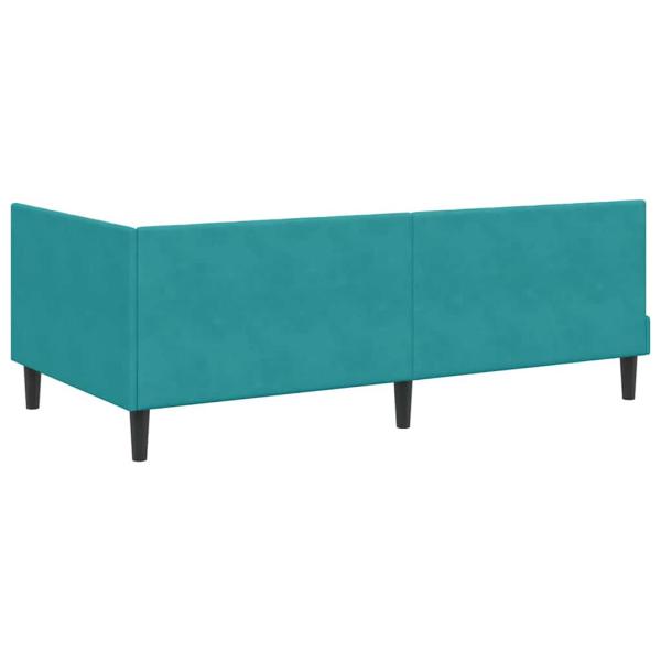Eckbettgestell mit Matratze Türkis 90 x 190 cm Samt
