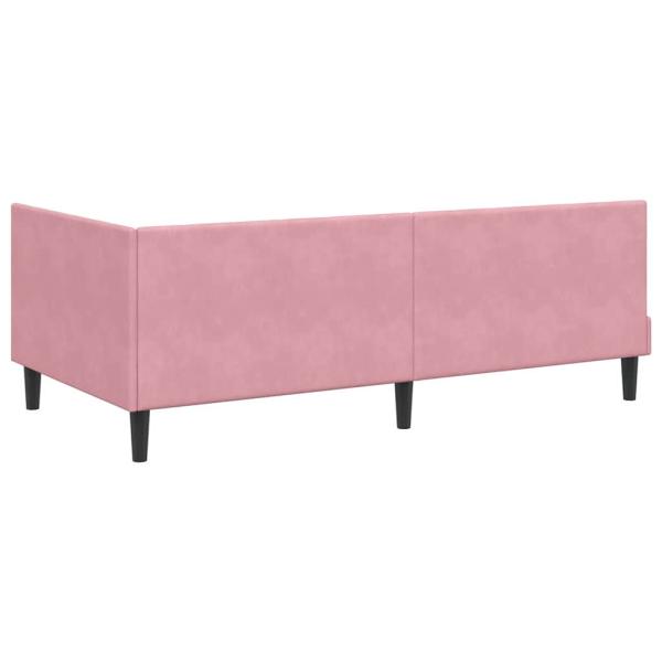 Eckbettgestell mit Matratze mit Kopfteil Rosa 90 x 200 cm Samt