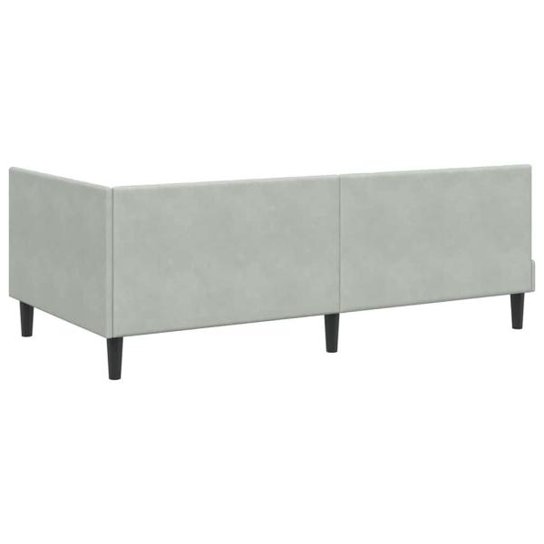 Eckbettgestell mit Matratze Hellgrau 100 x 200 cm Samt