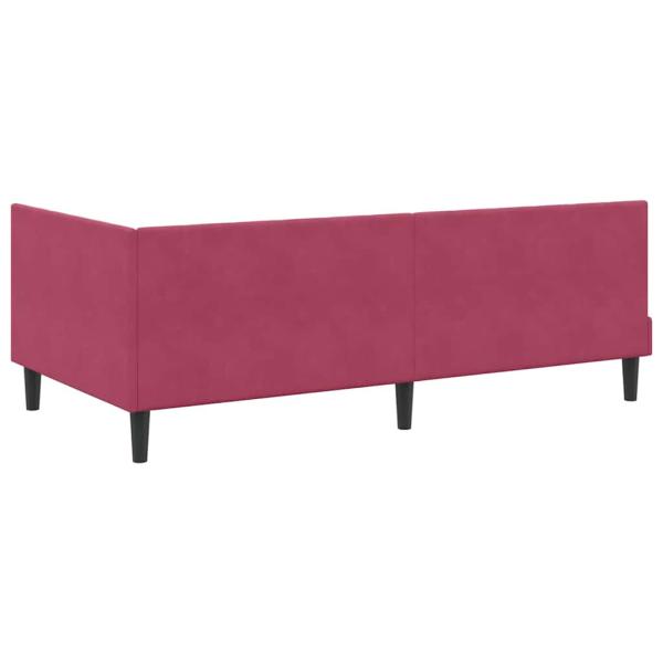 Eckbettgestell mit Matratze Weinrot 100 x 200 cm Samt