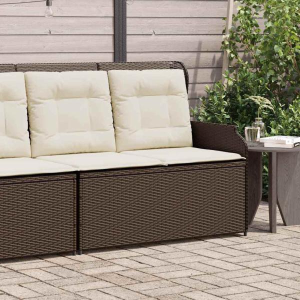Gartenbank mit Kissen Braun Poly Rattan