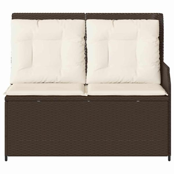 Gartenbank mit Kissen Braun Poly Rattan