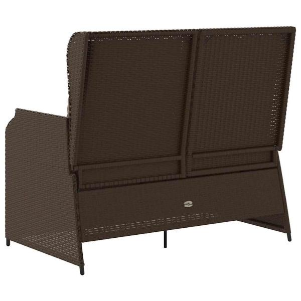 Gartenbank mit Kissen Braun Poly Rattan