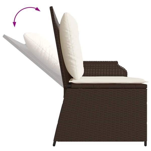 Gartenbank mit Kissen Braun Poly Rattan