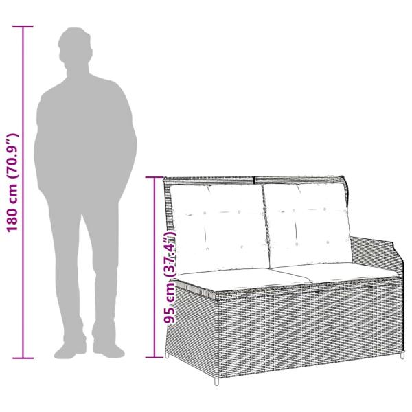 Gartenbank mit Kissen Braun Poly Rattan