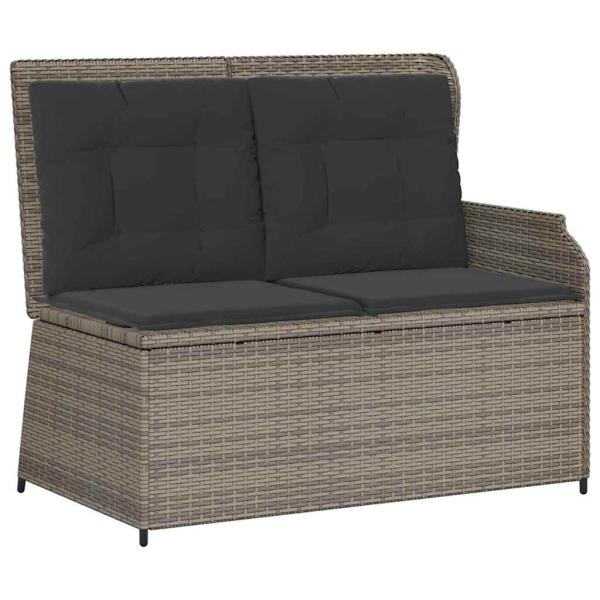Gartenbank mit Kissen Grau Poly Rattan