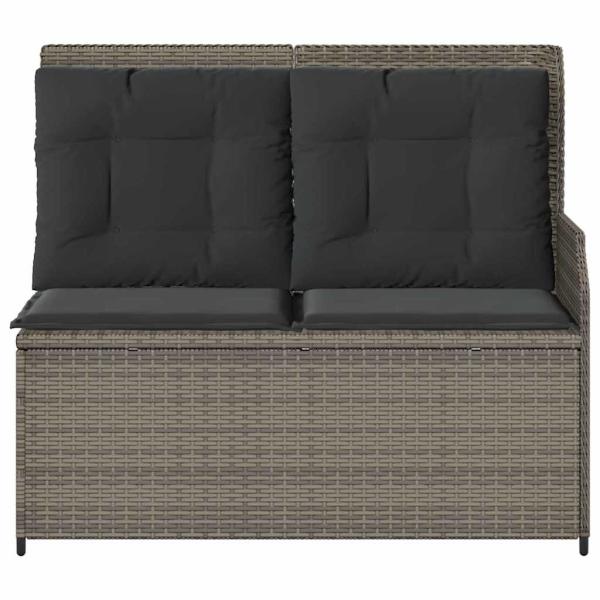 Gartenbank mit Kissen Grau Poly Rattan