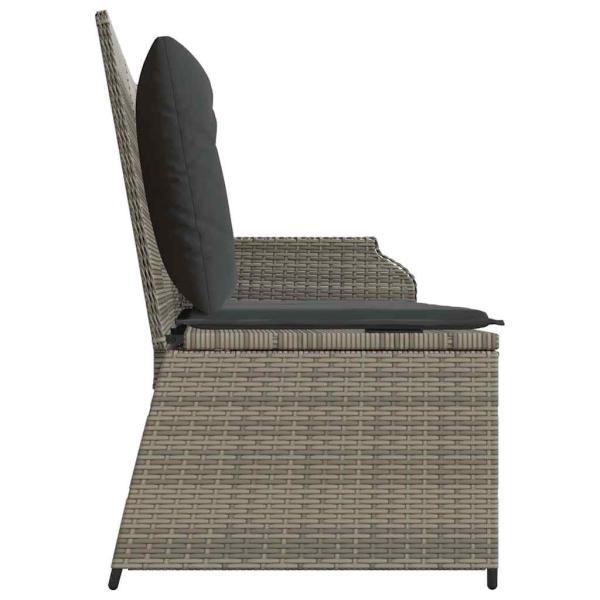 Gartenbank mit Kissen Grau Poly Rattan