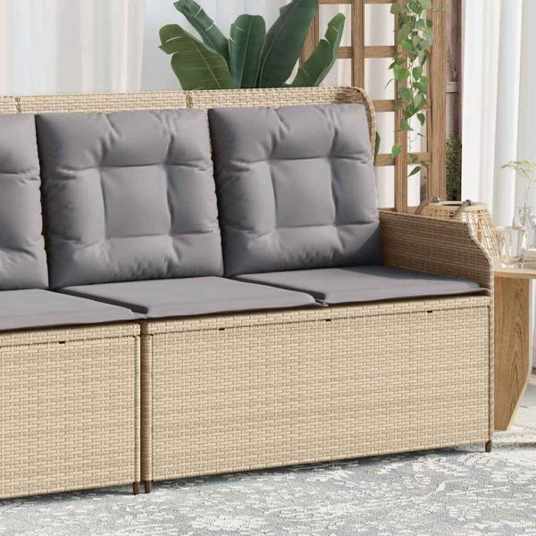 Gartenbank mit Kissen Beige Poly Rattan