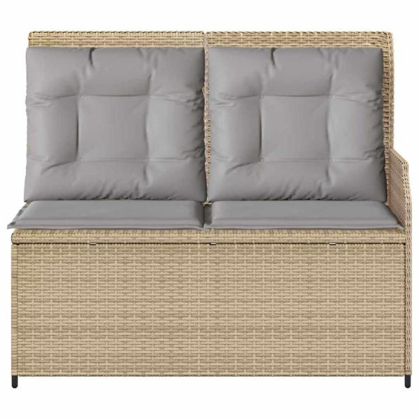 Gartenbank mit Kissen Beige Poly Rattan