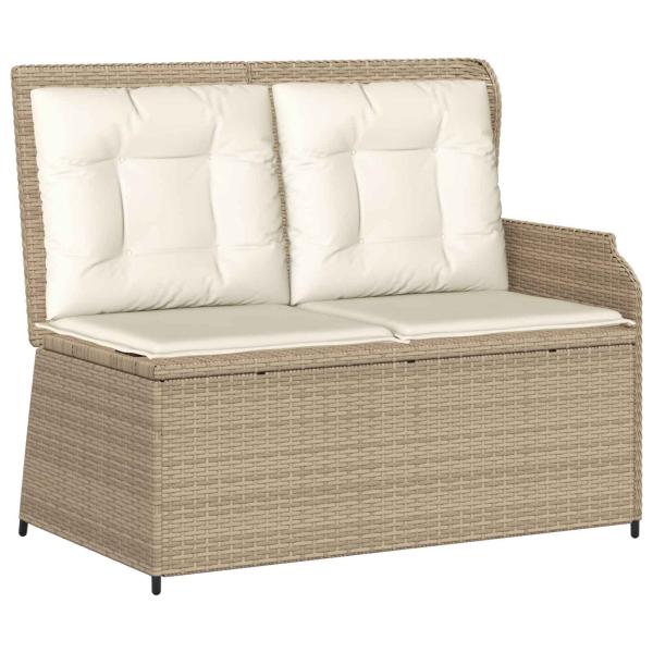 Gartenbank mit Kissen Beige Poly Rattan