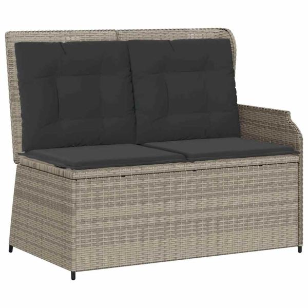 Gartenbank mit Kissen Hellgrau Poly Rattan