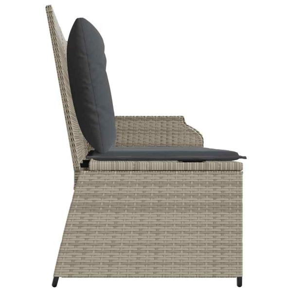 Gartenbank mit Kissen Hellgrau Poly Rattan