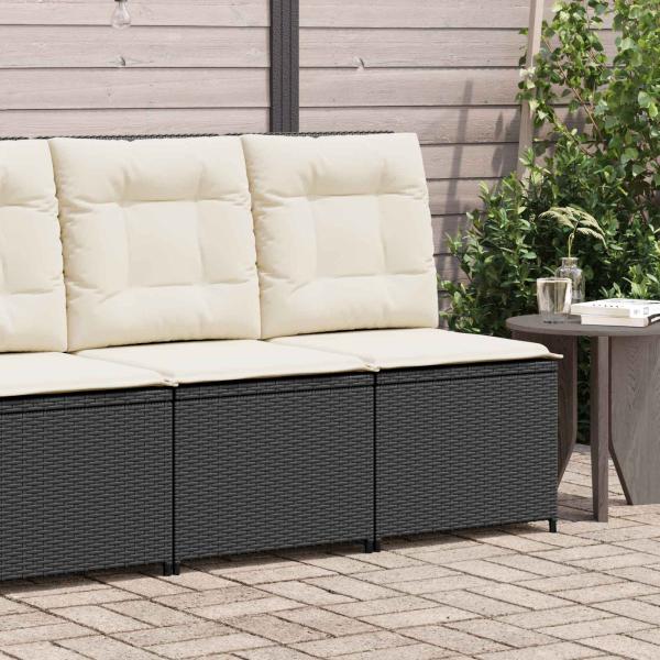 Gartensofa mit Kissen Schwarz Poly Rattan