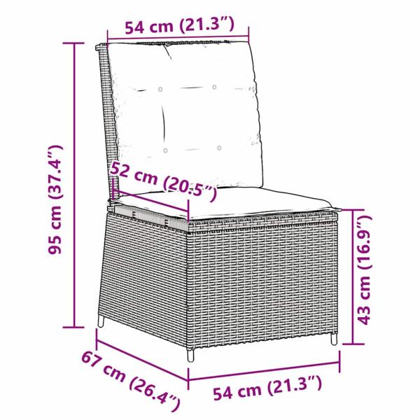 Gartensofa mit Kissen Braun Poly Rattan