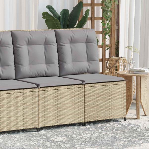 Gartensofa mit Kissen Beige Poly Rattan