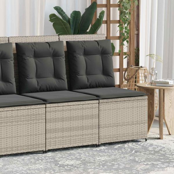 Gartensofa mit Kissen Hellgrau Poly Rattan