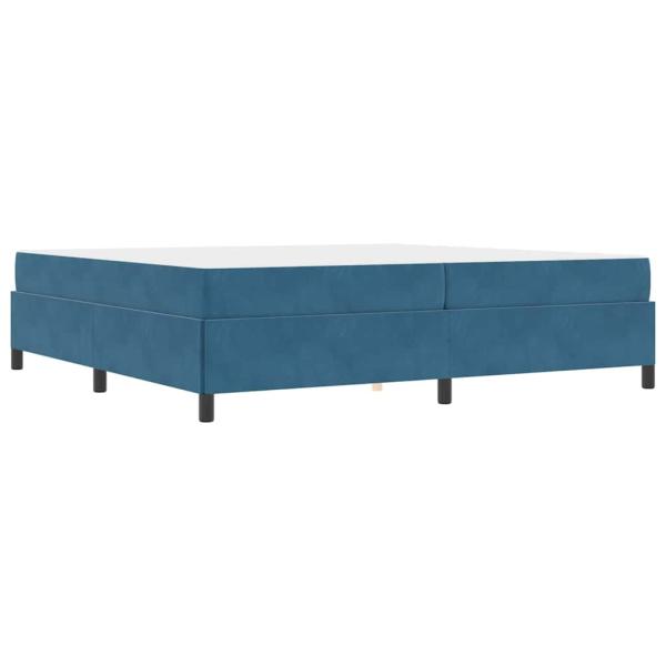 Bettgestell mit Matratze Dunkelblau und Weiß 200 x 200 cm Samt