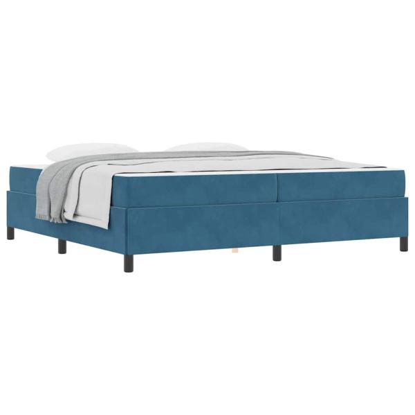 Bettgestell mit Matratze Dunkelblau und Weiß 200 x 200 cm Samt