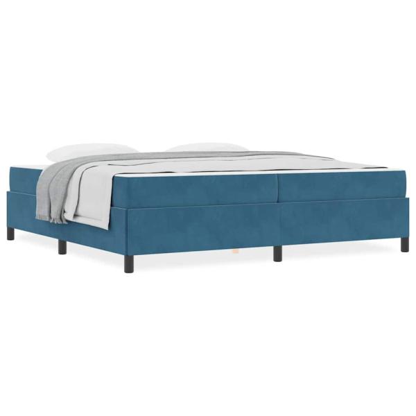 Bettgestell mit Matratze Dunkelblau und Weiß 200 x 200 cm Samt