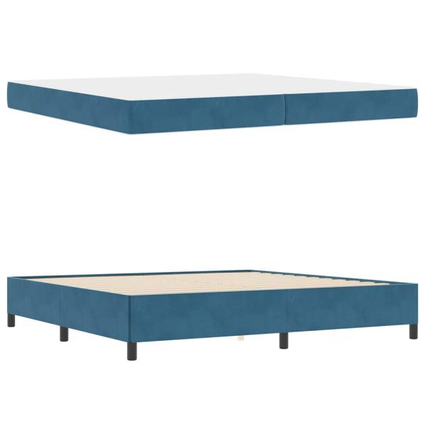 Bettgestell mit Matratze Dunkelblau und Weiß 200 x 200 cm Samt