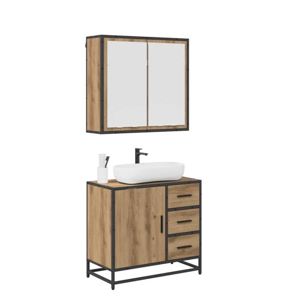 Badezimmermöbel Set 2 pcs Eiche handwerklich 65 x 33 x 60 cm