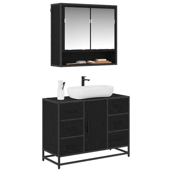 Badezimmermöbel Set 2 pcs Schwarze Eiche 80 x 33 x 60 cm