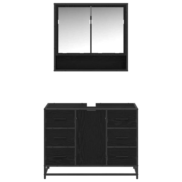 Badezimmermöbel Set 2 pcs Schwarze Eiche 80 x 33 x 60 cm