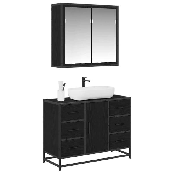 Badezimmermöbel Set 2 pcs Schwarze Eiche 80 x 33 x 60 cm