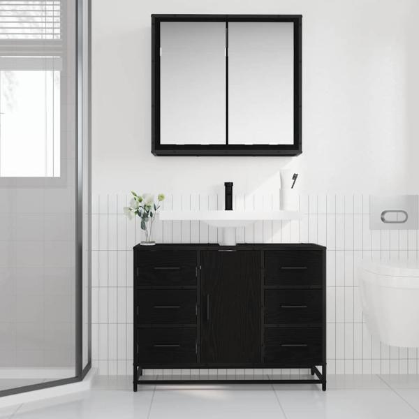 Badezimmermöbel Set 2 pcs Schwarze Eiche 80 x 33 x 60 cm