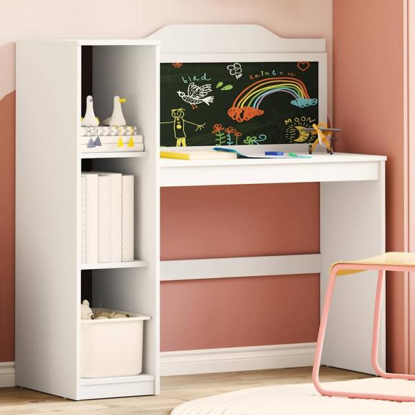 ARDEBO.de - Kreidetafel Schreibtisch Weiß 120 x 45 x 118.5 cm Holzwerkstoff
