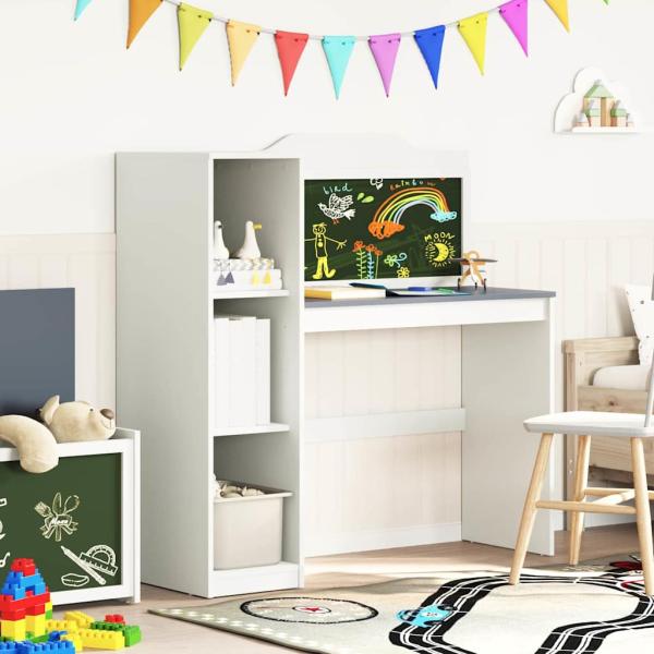 Kreidetafel Schreibtisch Weiß und grau 120 x 45 x 118.5 cm