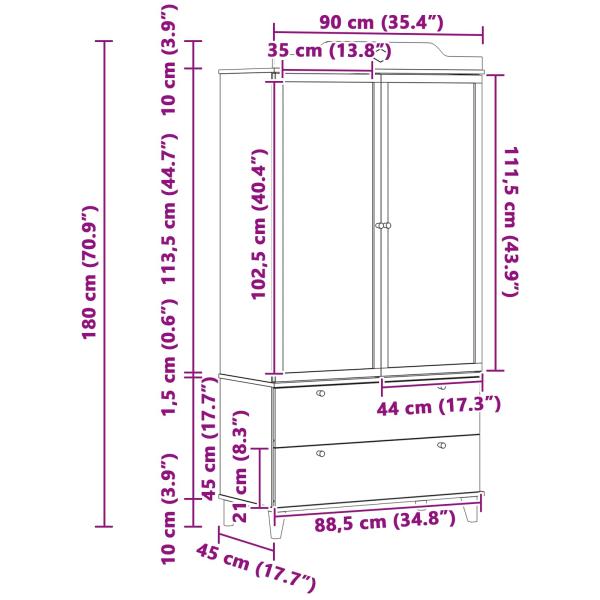 Kreidetafel Kleiderschrank mit Tür Grau und Weiß Holzwerkstoff