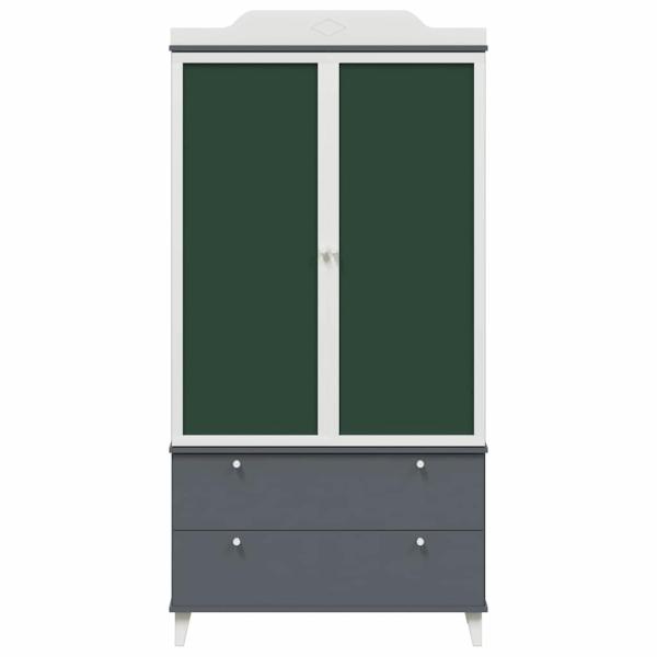Kreidetafel Kleiderschrank mit Tür Grau und Weiß Holzwerkstoff