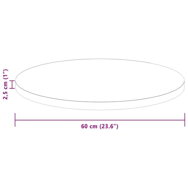Tischplatte Hellbraun Ø 60 x 2.5 cm Massives Eichenholz