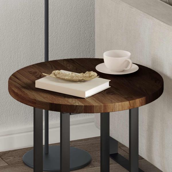 ARDEBO.de - Tischplatte Dunkelbraun Ø 50 x 2.5 cm Massives Eichenholz