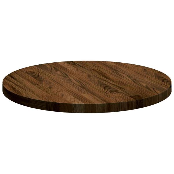 Tischplatte Ø 50 x 2,5 cm Rund Massivholz Eiche Dunkelbraun