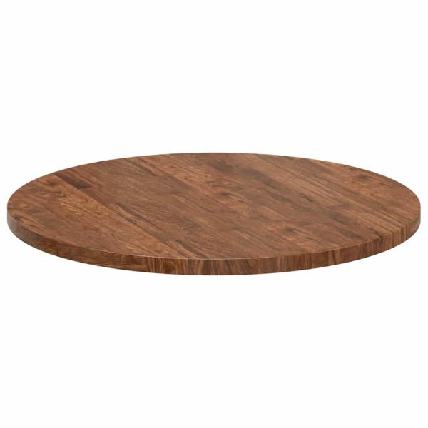 Tischplatte Dunkelbraun Ø 70 x 2.5 cm Massives Eichenholz