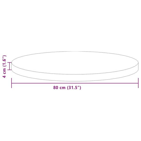 Tischplatte Dunkelbraun Ø 80 x 4 cm Massives Eichenholz