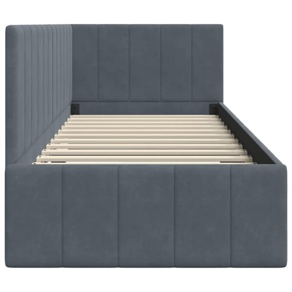 Eckbettgestell mit Kopfteil Dunkelgrau 80 x 200 cm Samt
